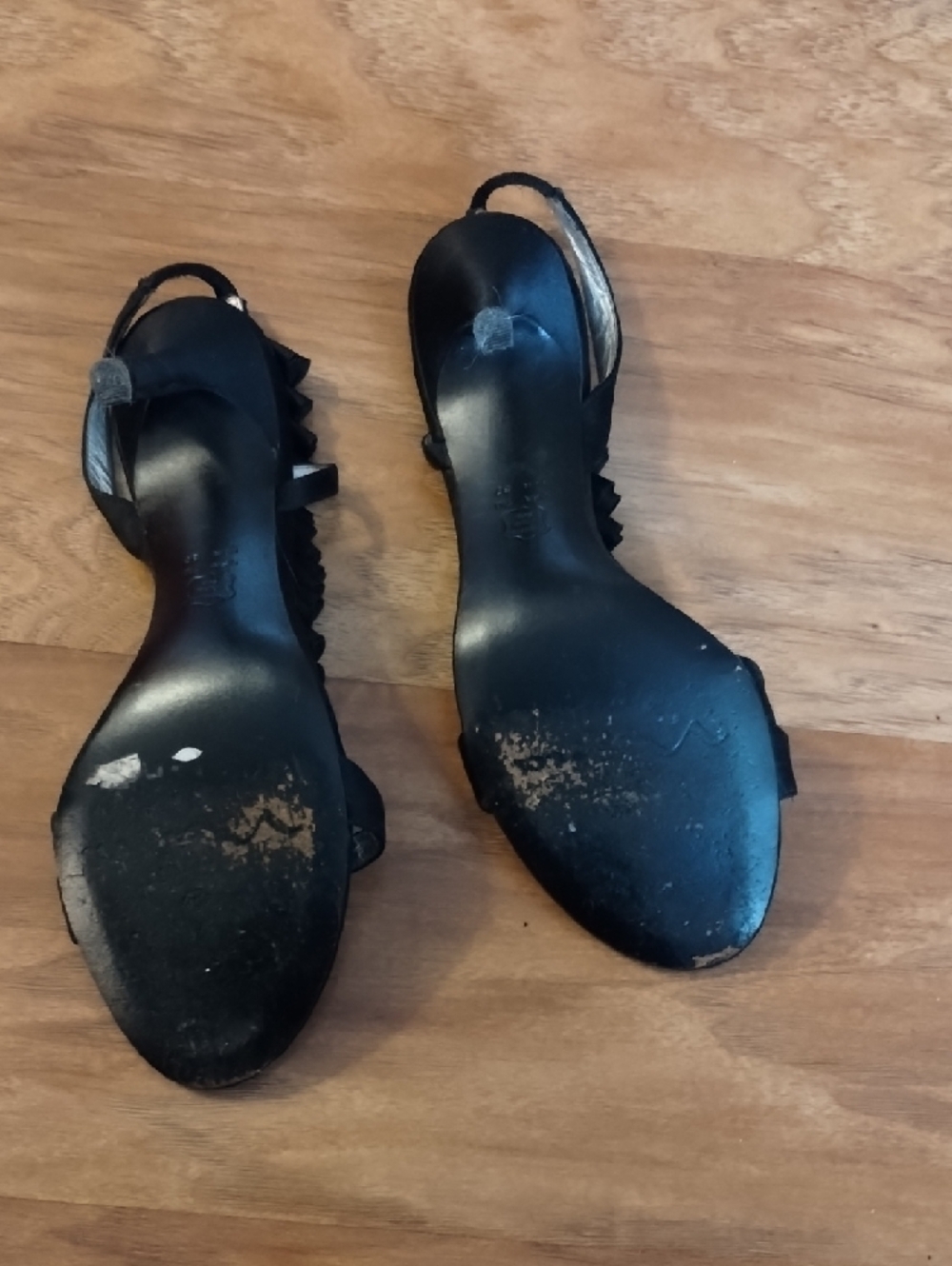 Nina Black Ruffle Slingback Sandals - Picture 2 of 4
